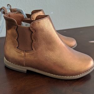 Girls 2 shiny metallic copper boots